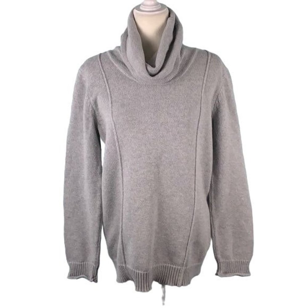 Market Spruce Cable Knit Cowl Neck Sweater M Grey Long Sleeve Turtleneck